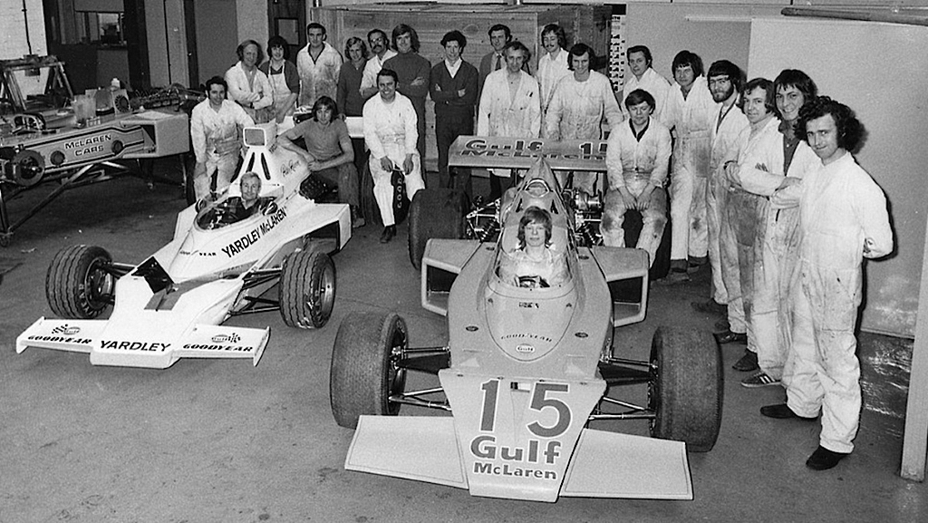 Historic McLaren racing team photograph